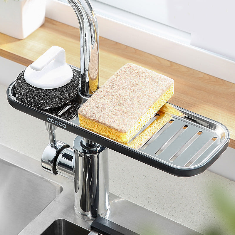 Stainless Steel Faucet Rack Kitchen Supplies Artifact Pool Storage Rack Sink, Sink Rag Drain Basket