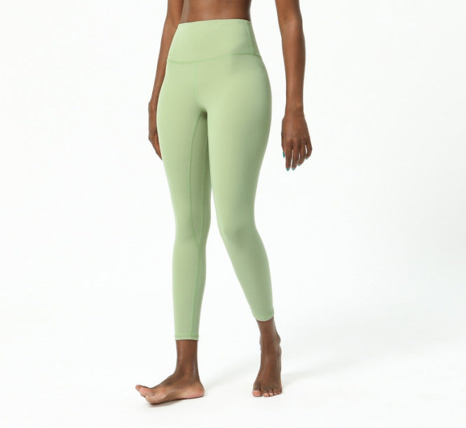 New double-sided brushed yoga pants women's skin-friendly nude yoga nine-point pants high waist buttocks yoga