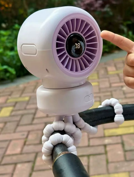 Cross-border 2026 Baby Stroller Fan Oscillating Baby Stroller Octopus Clip Portable Mini Rechargeable