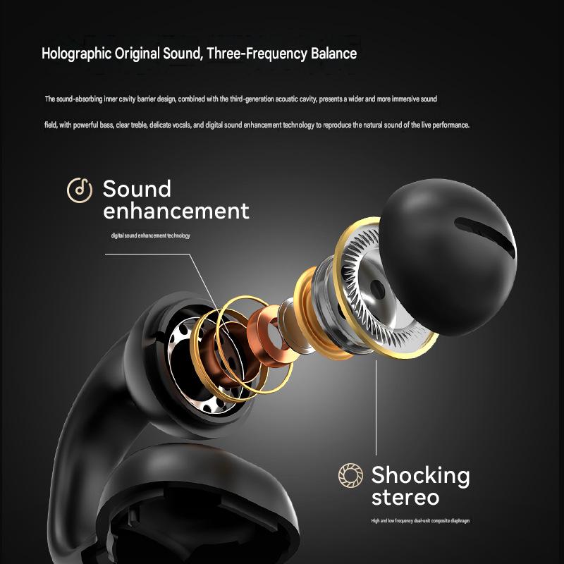 Wireless Bluetooth Headset, 5.3 Ear Clip Type Non-in-ear Wireless Bluetooth Sports Headset, Super Long Battery Life Headset