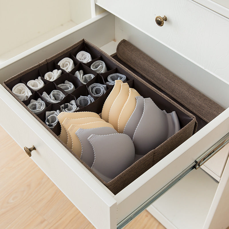 Foldable Washable Cotton and Linen Underwear Storage Box, Moisture-proof Multi-grid Sock Storage Box, Large Drawer-style Storage Box