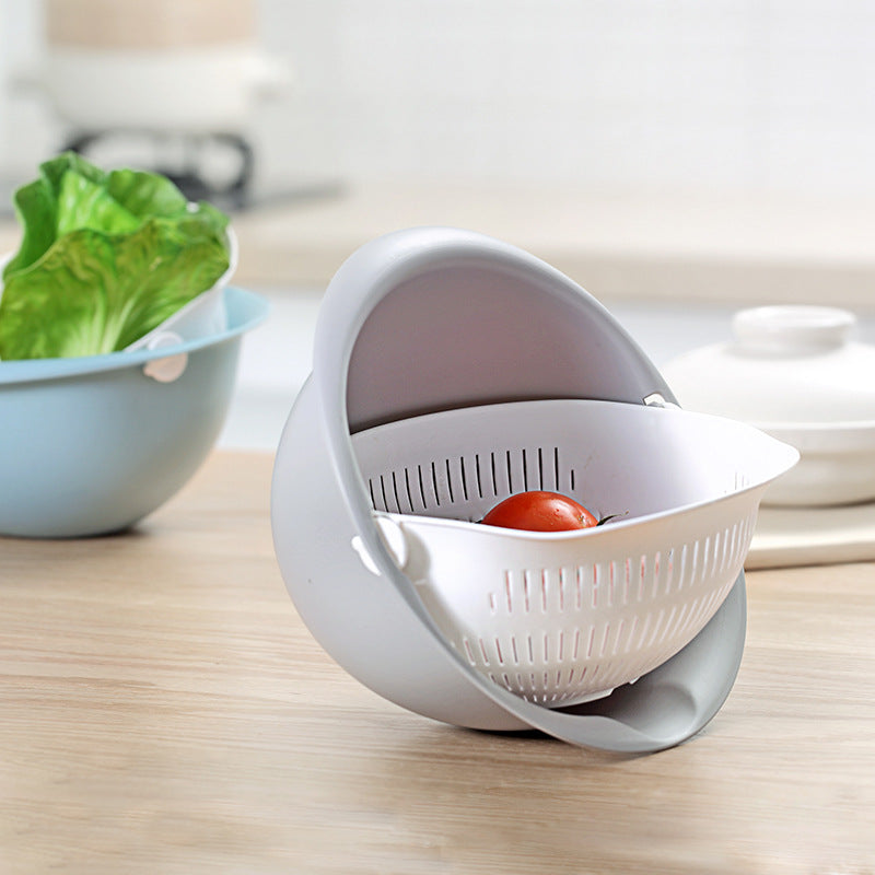 New Multifunctional Storage Basket, Plastic Portable Round Double Drain Basket, Fruit Basket Vegetable Basket