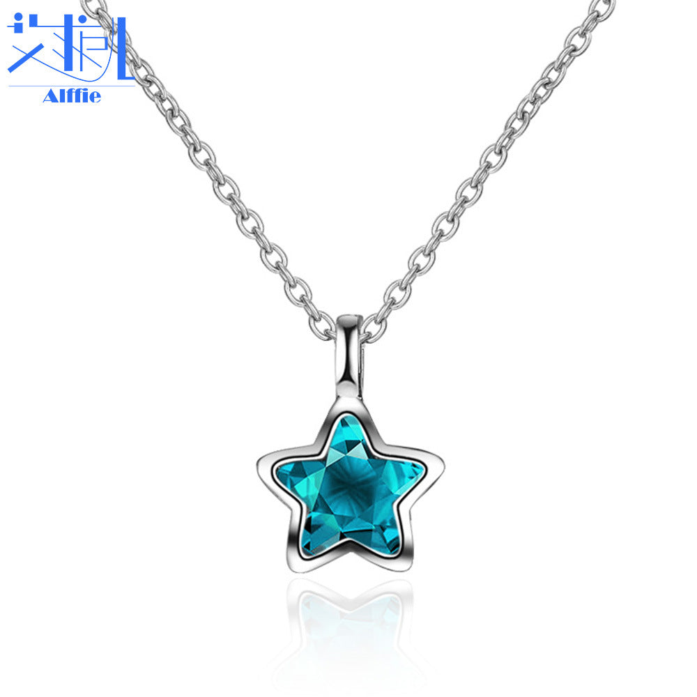 Cute five-pointed star clavicle chain pendant for female students Korean accessories small fresh blue star necklace