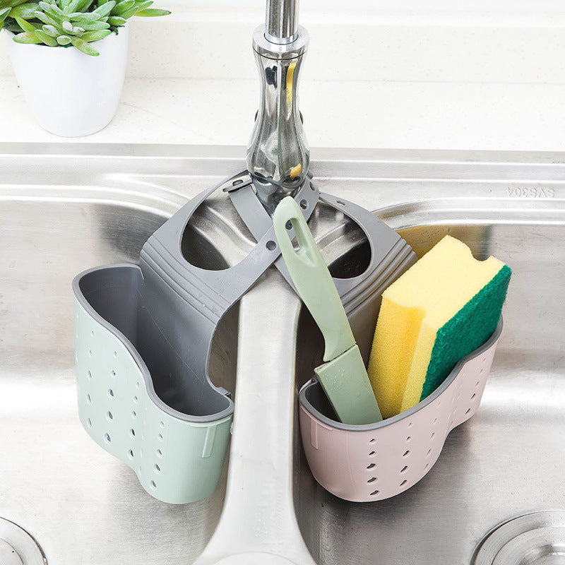 Kitchen Supplies Sink Drain Rack, Sink Plastic Storage Hanging Bag, Kitchenware Drain Basket Faucet Rack