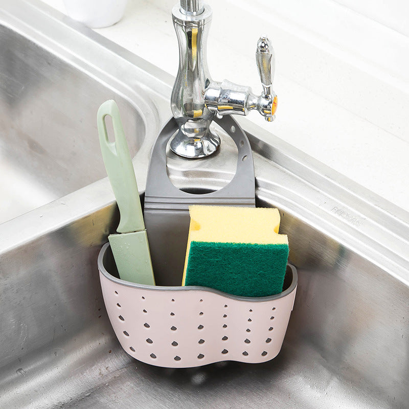 Kitchen Supplies Sink Drain Rack, Sink Plastic Storage Hanging Bag, Kitchenware Drain Basket Faucet Rack
