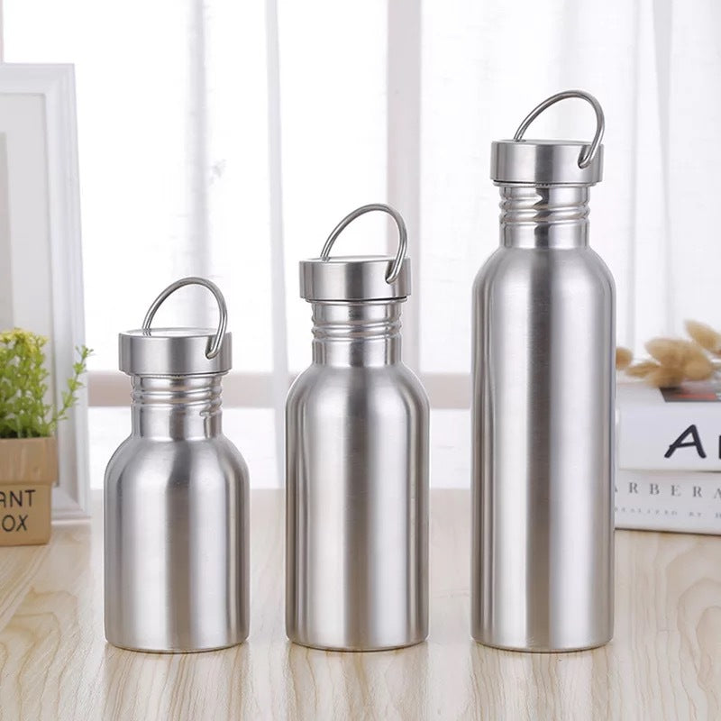 Portable Stainless Steel Water Bottle, Bamboo Lid Sports Flasks, Leak-proof Travel Cycling Hiking Camping Bottles