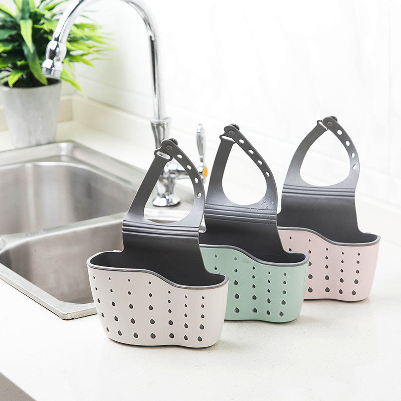 Kitchen Supplies Sink Drain Rack, Sink Plastic Storage Hanging Bag, Kitchenware Drain Basket Faucet Rack