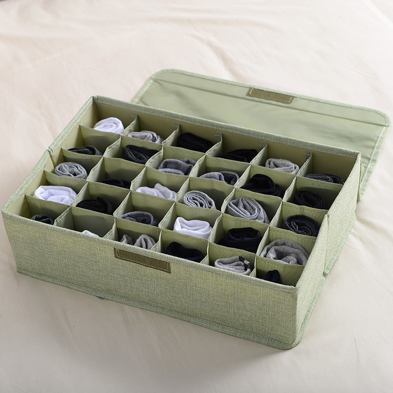 Foldable Washable Cotton and Linen Underwear Storage Box, Moisture-proof Multi-grid Sock Storage Box, Large Drawer-style Storage Box