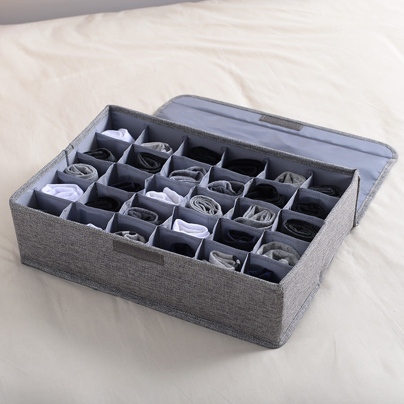 Foldable Washable Cotton and Linen Underwear Storage Box, Moisture-proof Multi-grid Sock Storage Box, Large Drawer-style Storage Box