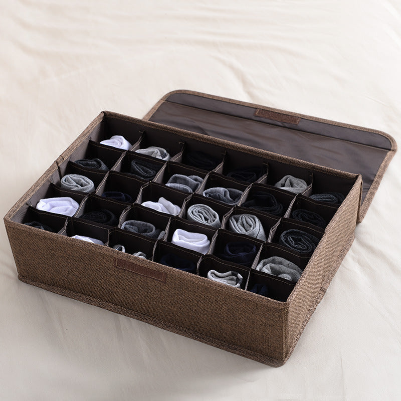 Foldable Washable Cotton and Linen Underwear Storage Box, Moisture-proof Multi-grid Sock Storage Box, Large Drawer-style Storage Box