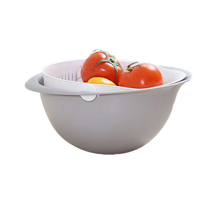 New Multifunctional Storage Basket, Plastic Portable Round Double Drain Basket, Fruit Basket Vegetable Basket