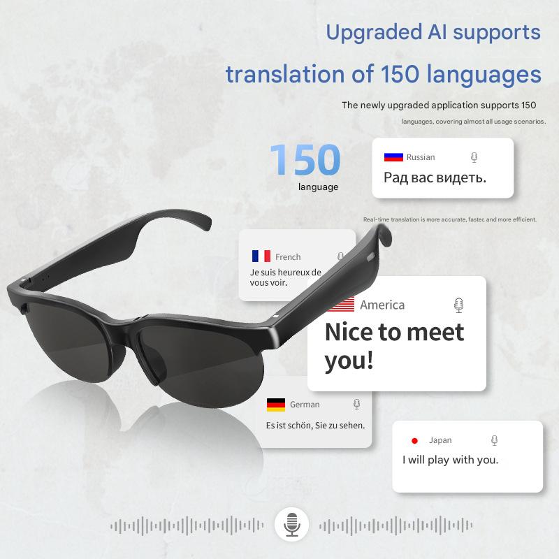 AI Translation Smart Bluetooth Glasses Wireless Bluetooth Headset Real-Time Multi-Language Translation