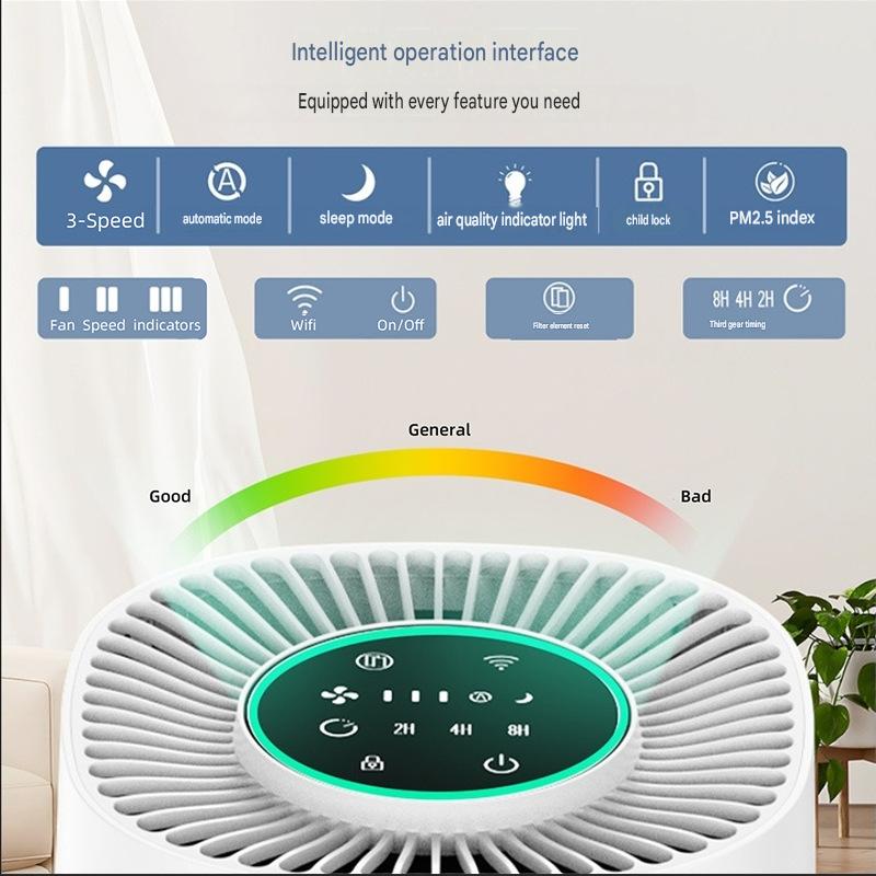 PJ06 New Cross-Border Air Purifier, Home Desktop Touchscreen WiFi Smart Air Purifier