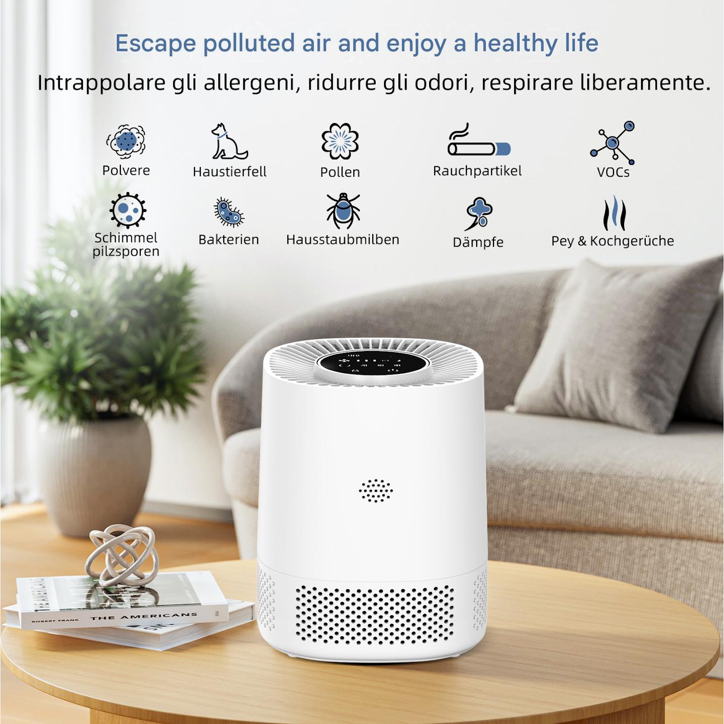PJ06 New Cross-Border Air Purifier, Home Desktop Touchscreen WiFi Smart Air Purifier