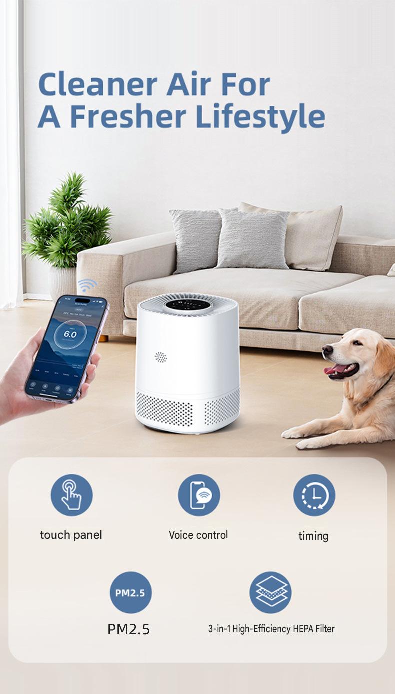 PJ06 New Cross-Border Air Purifier, Home Desktop Touchscreen WiFi Smart Air Purifier