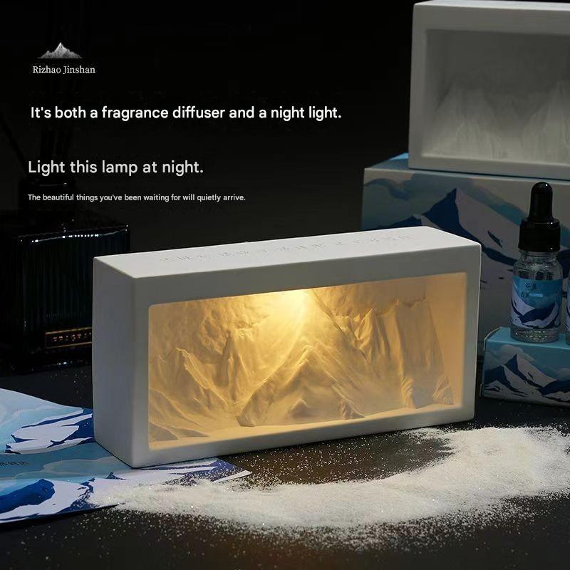 New Snow Mountain Aromatherapy Lamp Diffuser Stone, Birthday Gift Girls Home Atmosphere Ornaments Gift Box