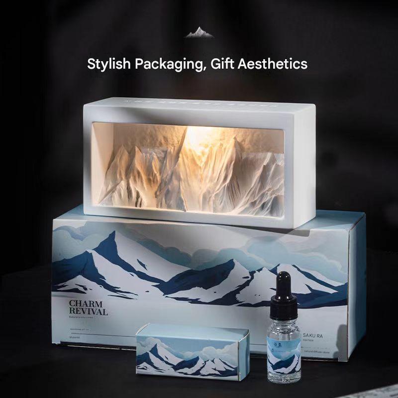 New Snow Mountain Aromatherapy Lamp Diffuser Stone, Birthday Gift Girls Home Atmosphere Ornaments Gift Box