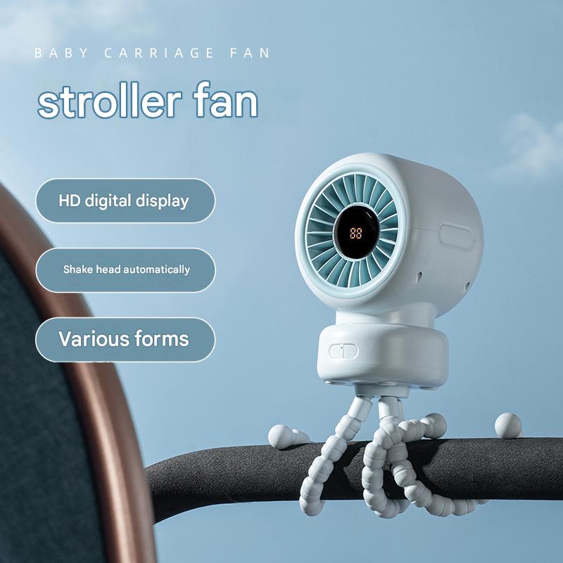 Cross-border 2026 Baby Stroller Fan Oscillating Baby Stroller Octopus Clip Portable Mini Rechargeable