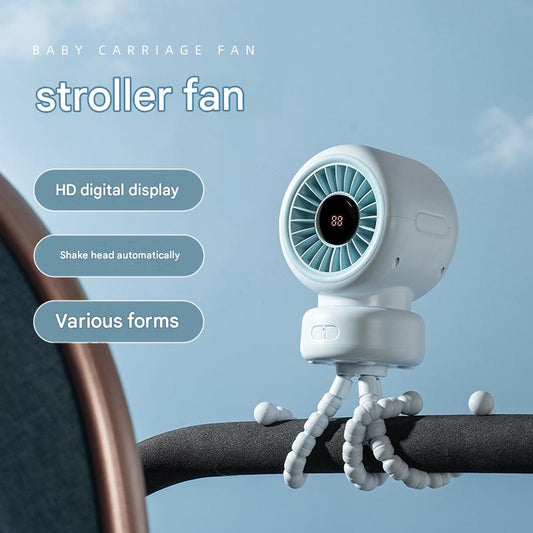 Cross-border 2026 Baby Stroller Fan Oscillating Baby Stroller Octopus Clip Portable Mini Rechargeable
