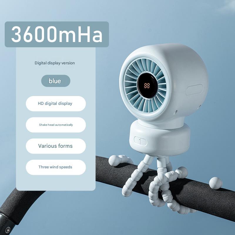 Cross-border 2026 Baby Stroller Fan Oscillating Baby Stroller Octopus Clip Portable Mini Rechargeable