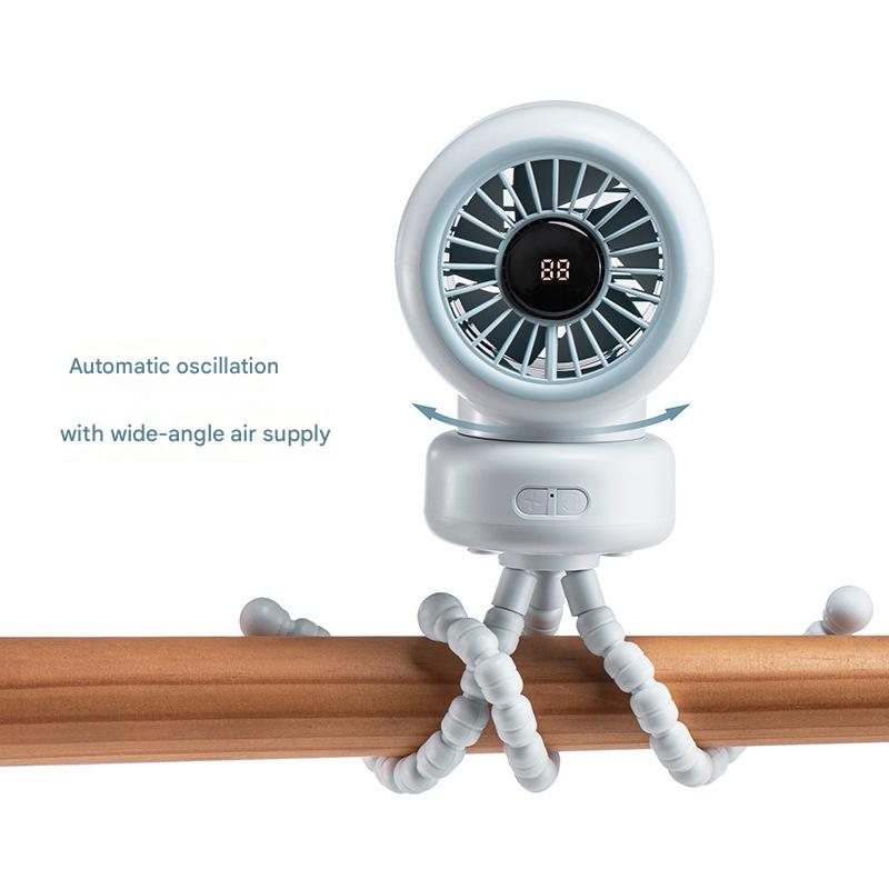 Cross-border 2026 Baby Stroller Fan Oscillating Baby Stroller Octopus Clip Portable Mini Rechargeable