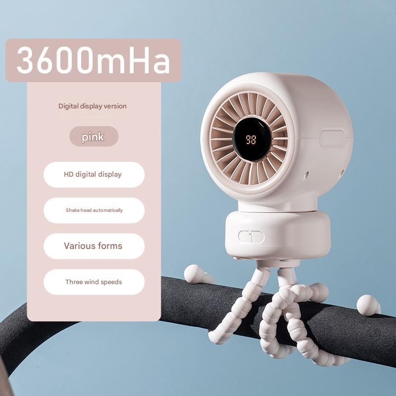 Cross-border 2026 Baby Stroller Fan Oscillating Baby Stroller Octopus Clip Portable Mini Rechargeable