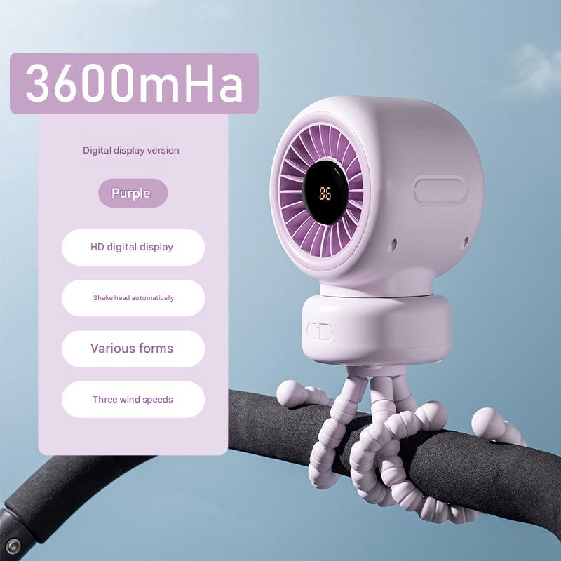 Cross-border 2026 Baby Stroller Fan Oscillating Baby Stroller Octopus Clip Portable Mini Rechargeable