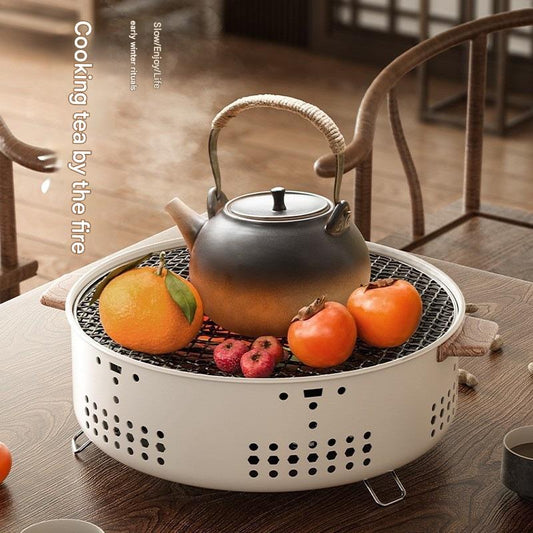 Outdoor Round Charcoal Grill Barbecue Grill Household Stove Tea, Camping Essential Barbecue Grill Heating Stove