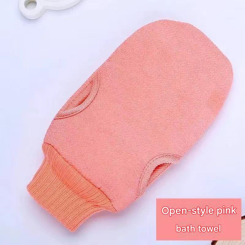 Bath Artifact Solid Color Cute Bath Towel and Bath Gloves Men and Women Adult Bath Towel and Back Rub Gloves