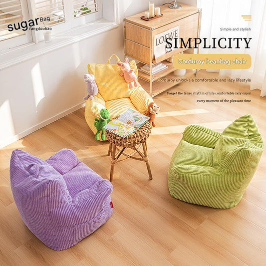 Modern Simple Corduroy Lazy Sofa Chair, Corduroy Big Kids Sofa Fabric Balcony Tatami Sofa