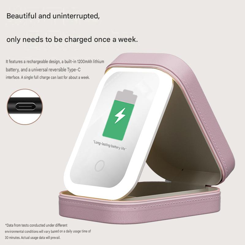 Cosmetic Storage Box with Light Mirror Integrated Dressing Table Desktop Skin Care Products Storage Box, Dustproof Portable box
