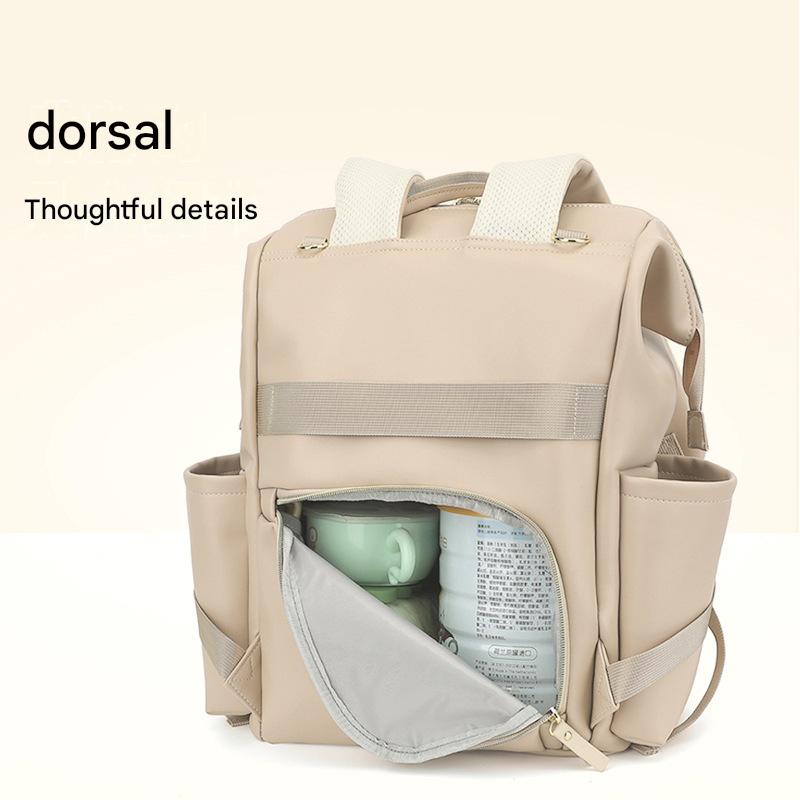 Large Capacity PU Leather Backpack, Diaper Bag, Maternity and Baby Handbag, Portable and Lightweight