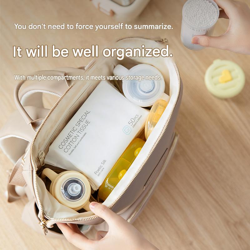 Large Capacity PU Leather Backpack, Diaper Bag, Maternity and Baby Handbag, Portable and Lightweight