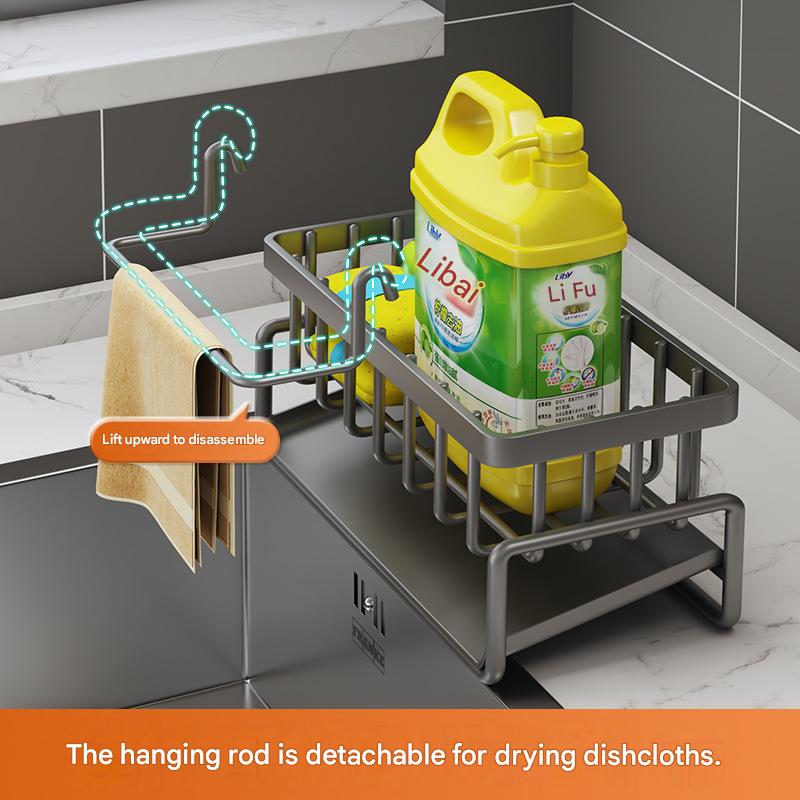 Multifunctional Sponge Detergent Storage Rack Rag Rack, Kitchen Rack Sink Drain Rack, Drain Basket Countertop