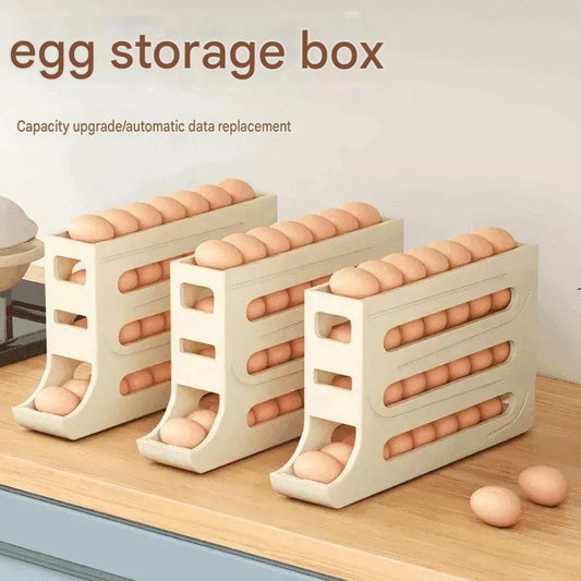 Slide-type Rolling Egg Storage Box, Household Refrigerator Side Door Kitchen Egg Retrieval Device, New Automatic Egg Rolling Rack