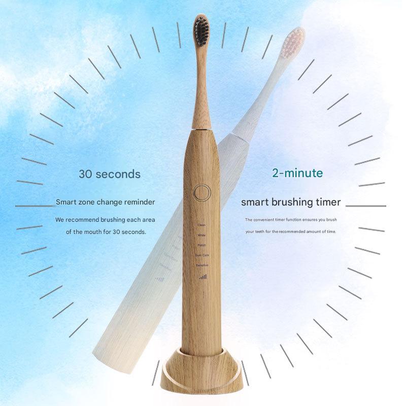 Electric Bamboo Toothbrush, Intelligent Sonic Electric Toothbrush, PS05 Intelligent 5-Speed Mode Bamboo Toothbrush Head Replacement