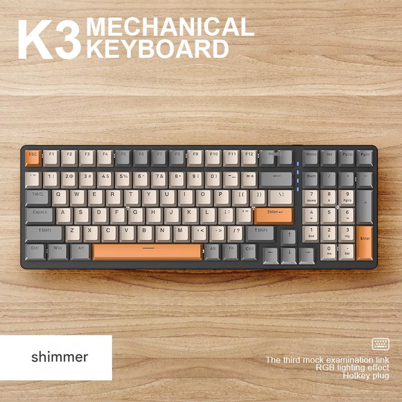 Free Wolf K3 Mechanical Keyboard 980 Game 100 Keys Customized e-sports Office Game Computer Keyboard