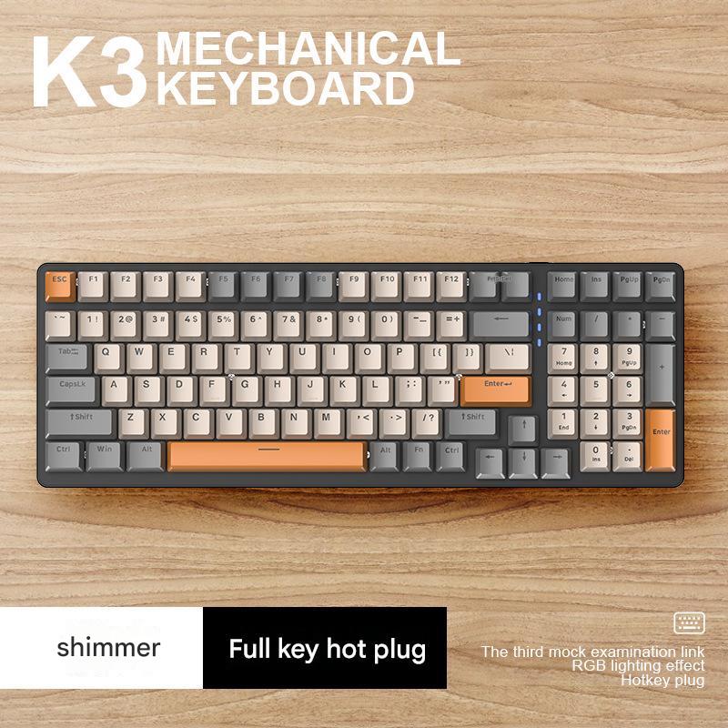 Free Wolf K3 Mechanical Keyboard 980 Game 100 Keys Customized e-sports Office Game Computer Keyboard