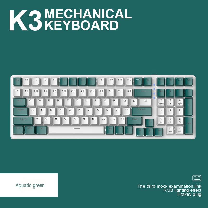 Free Wolf K3 Mechanical Keyboard 980 Game 100 Keys Customized e-sports Office Game Computer Keyboard