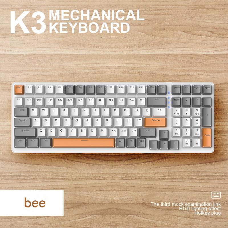 Free Wolf K3 Mechanical Keyboard 980 Game 100 Keys Customized e-sports Office Game Computer Keyboard
