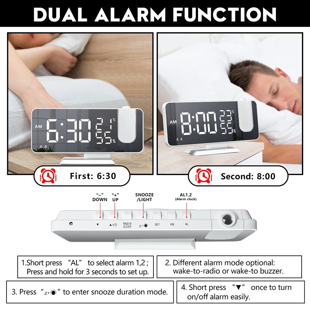Alarm Clock, LED Large Screen Display Temperature and Humidity Electronic Clock