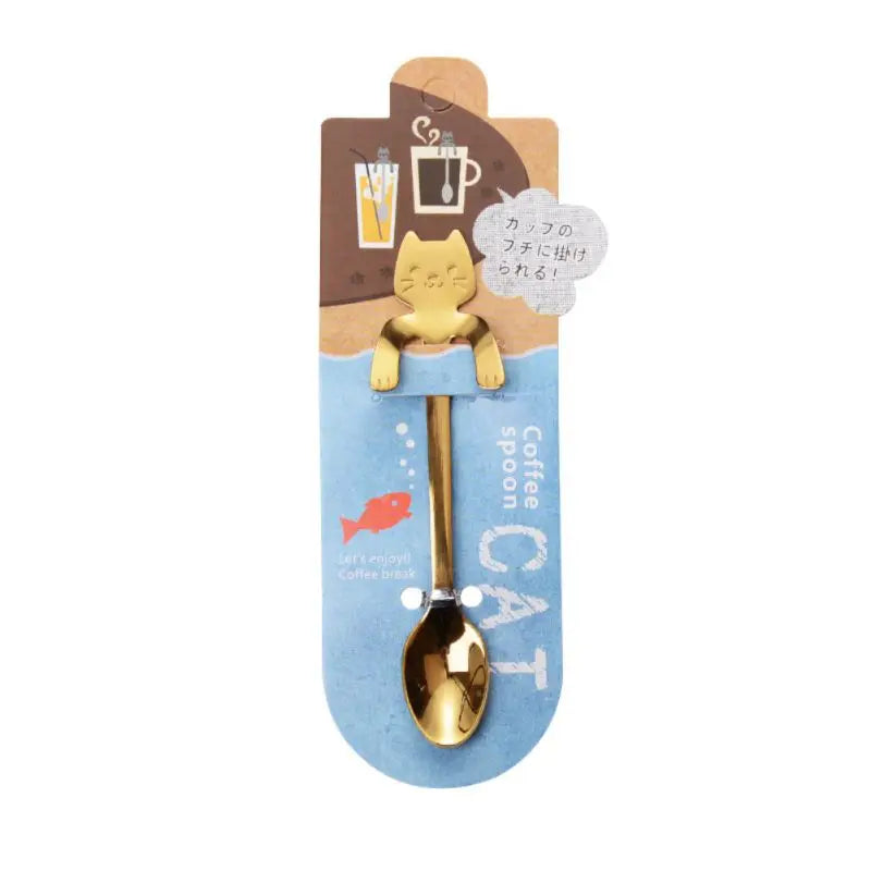 1Pcs Stainless Steel Coffee Tea Spoon, Mini Cat Long Handle Teaspoons, Drinking Tools Kitchen Gadget Flatware Tableware
