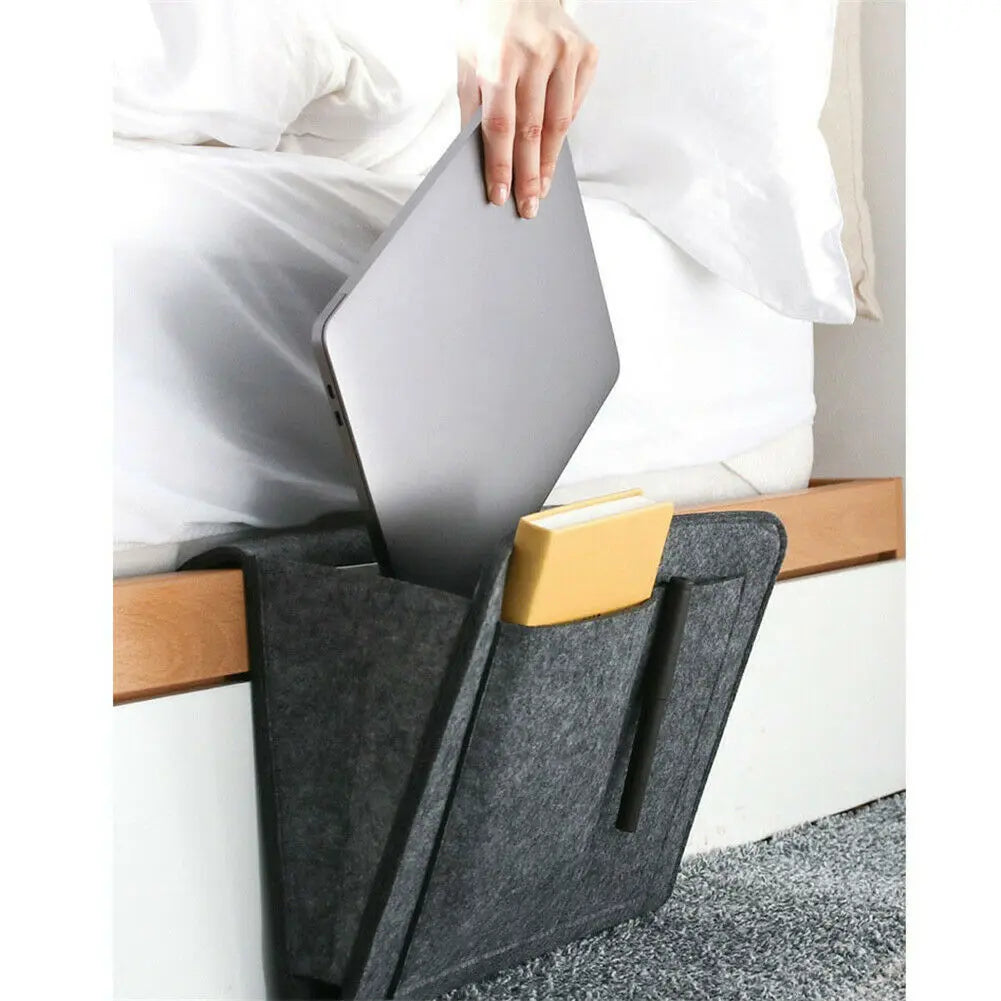 Bedside Storage Bag, Felt Bed Sofa Side Pouch, Remote Control Hanging Caddy Bedside Couch Storage Organizer, Bed Holder Pockets