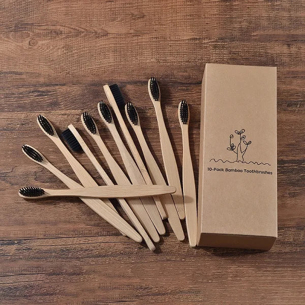 Adult Bamboo Toothbrush, Bamboo Charcoal Toothbrush 4 Sticks 5 Sticks, Bamboo Toothbrush 10 Sets, Off-The-Shelf Toothbrush Set