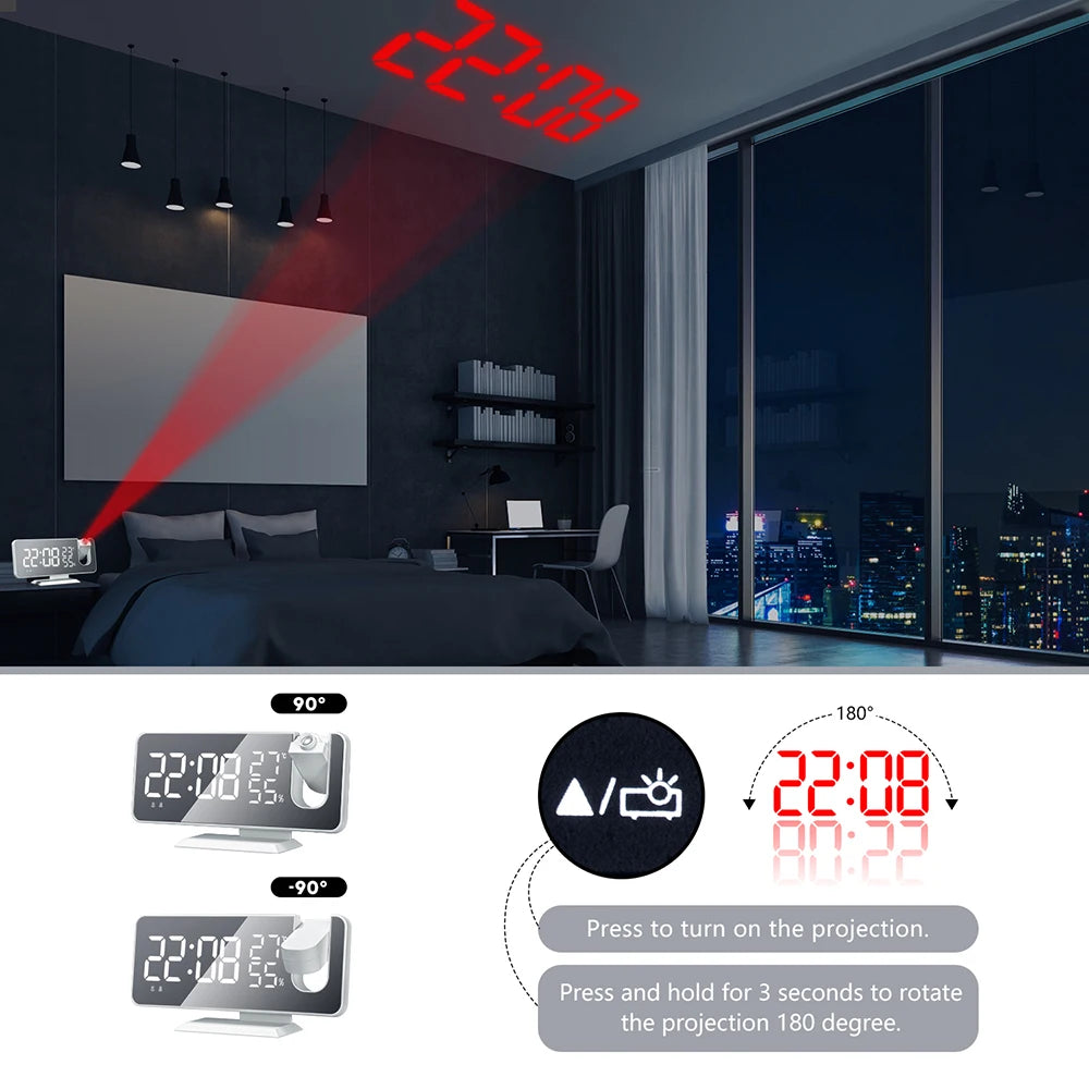 Alarm Clock, LED Large Screen Display Temperature and Humidity Electronic Clock