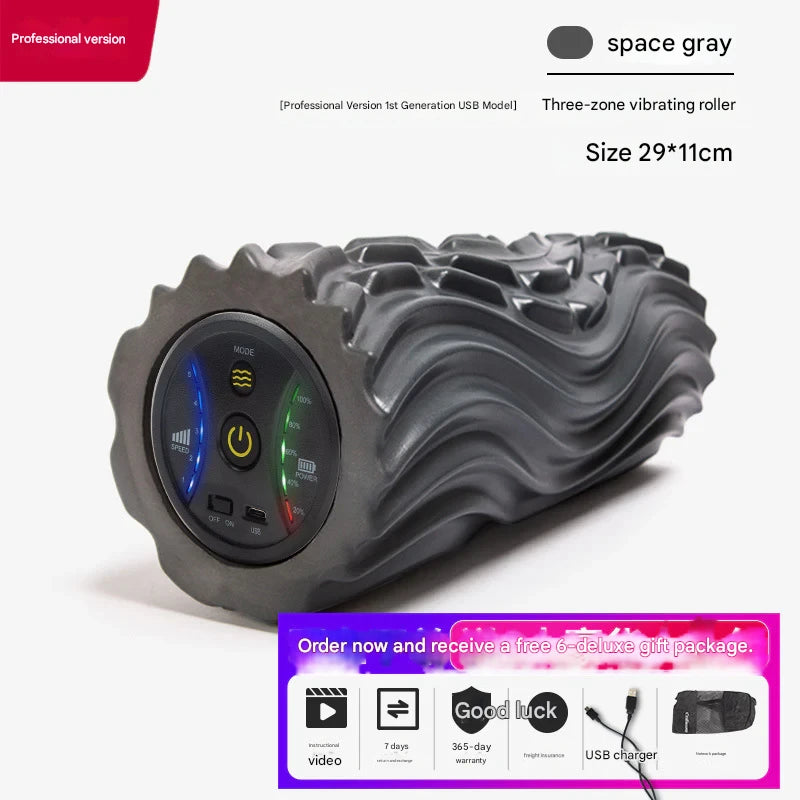 5-speed electric foam shaft yoga fitness vibration relaxation massage column electric corrugated fascia column yoga column