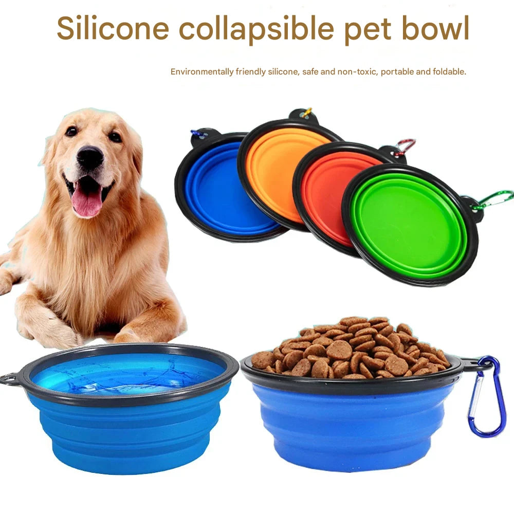 Silicone Large Pet Bowl Foldable TPE Pet Food Bowl Walking Dog Portable Dog Bowl Dog Supplies