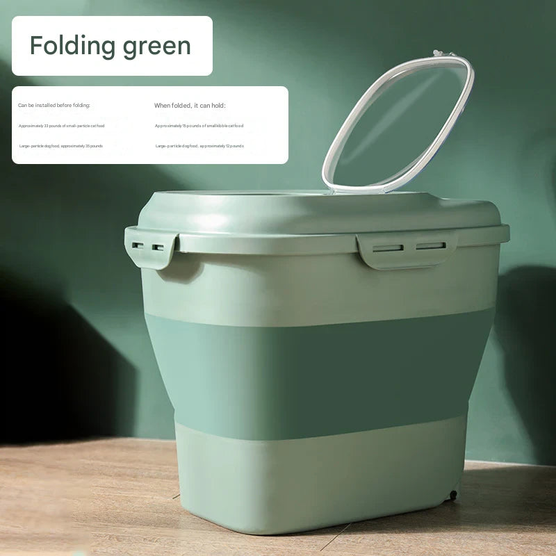 Folding pet food storage barrel sealed fresh-keeping cat food dog food storage tank moisture-proof foldable convenient storage box