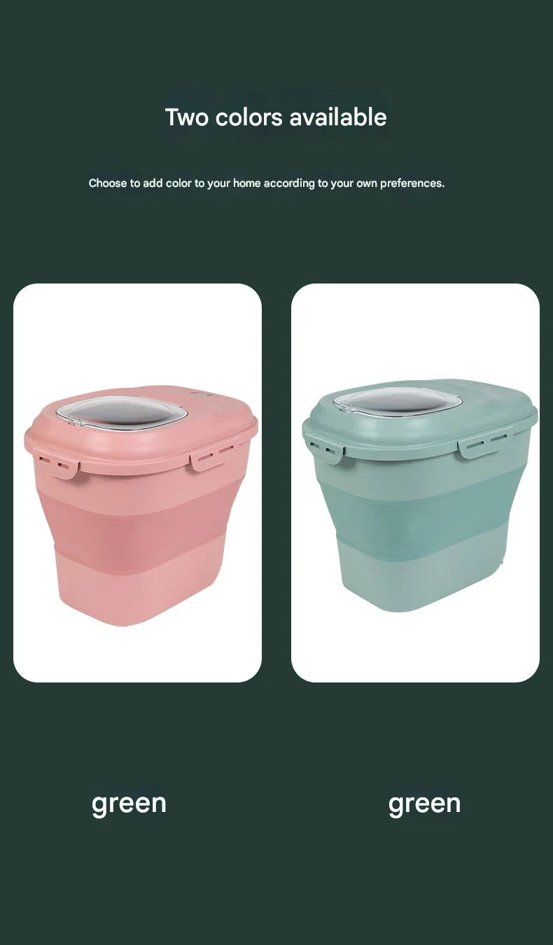 Folding pet food storage barrel sealed fresh-keeping cat food dog food storage tank moisture-proof foldable convenient storage box