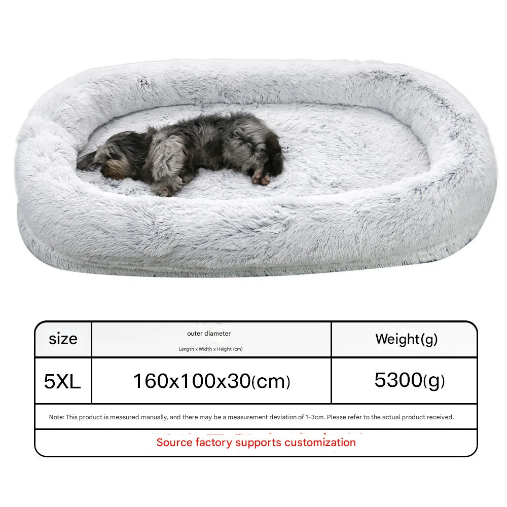 Human kennel plush round pet kennel dog bed winter warm sponge dog pad pet supplies pet mattress